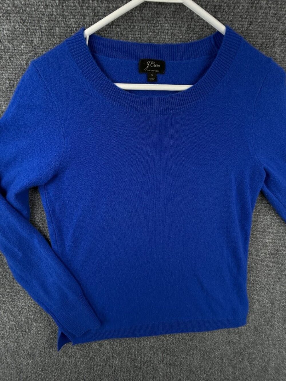 J Crew NO HOLES All Cashmere Sweater Vibrant Blue Super Soft Small Knit Adult